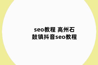 seo教程 高州石鼓镇抖音seo教程